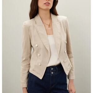 L'AGENCE Beige Double-Breasted Blazer